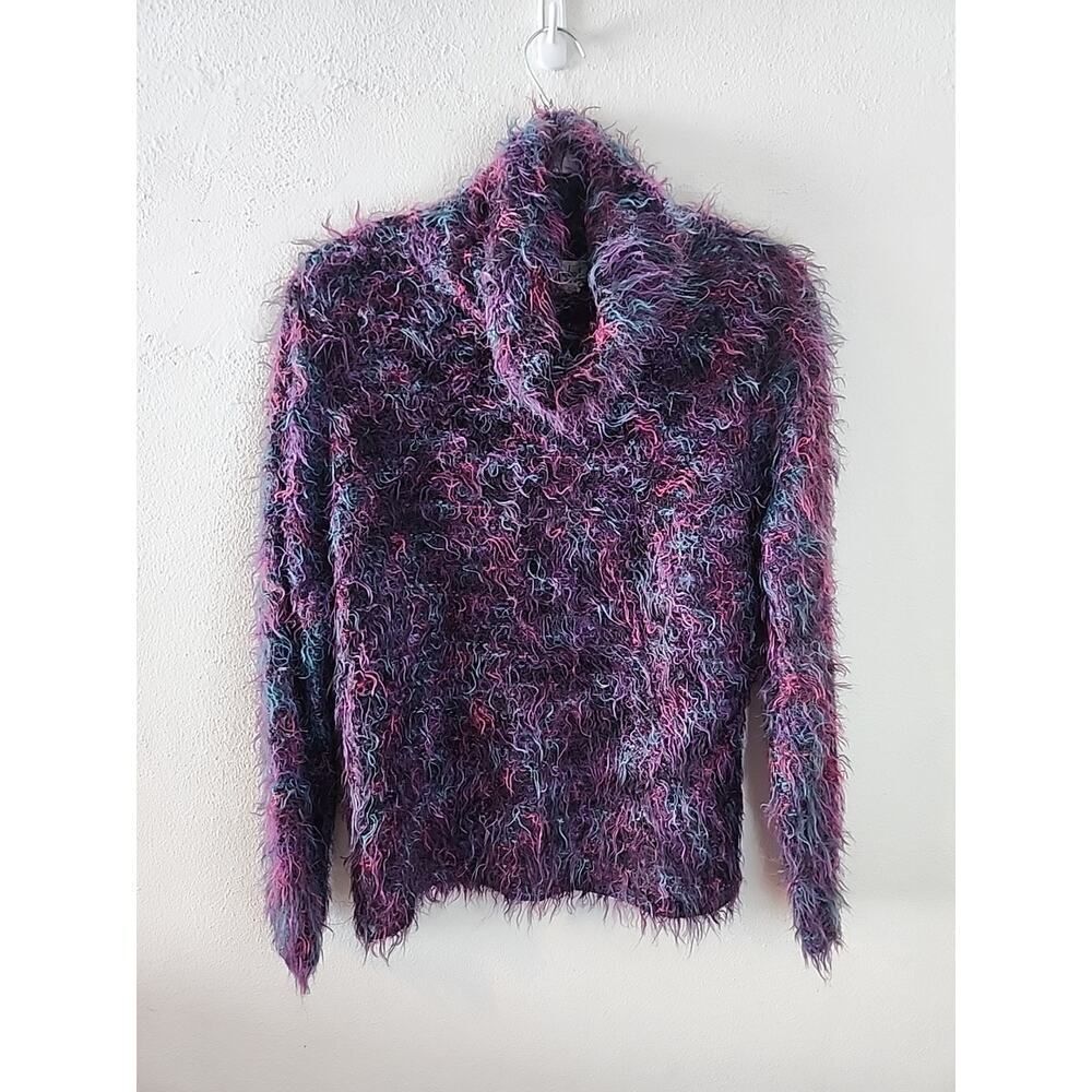 Vintage Carducci Sweater Mohair Purple Turtle Neck Made In Italy RARE Large